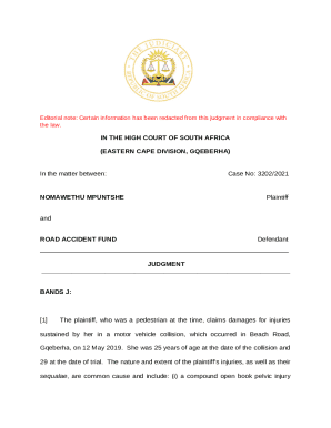 Judgment - Nomawethu Mpuntshe V Road Accident Fund