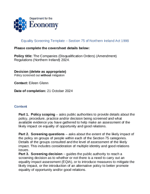 Equality Screening Template