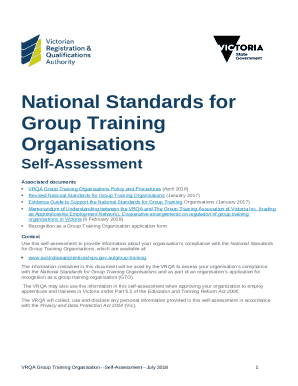 National Standards for Group Training Organisations Self-assessment