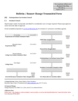 Bulletin / Banner Change Transmittal Form