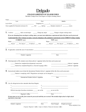 Change/addition of Major Form