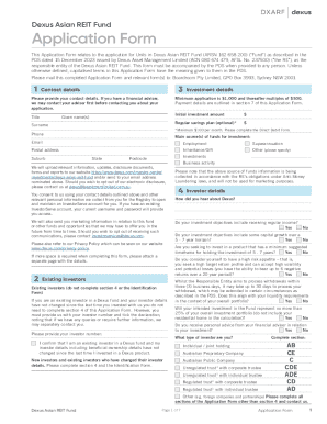 Fillable Online Dexus Asian REIT Fund Application Form Fax ...