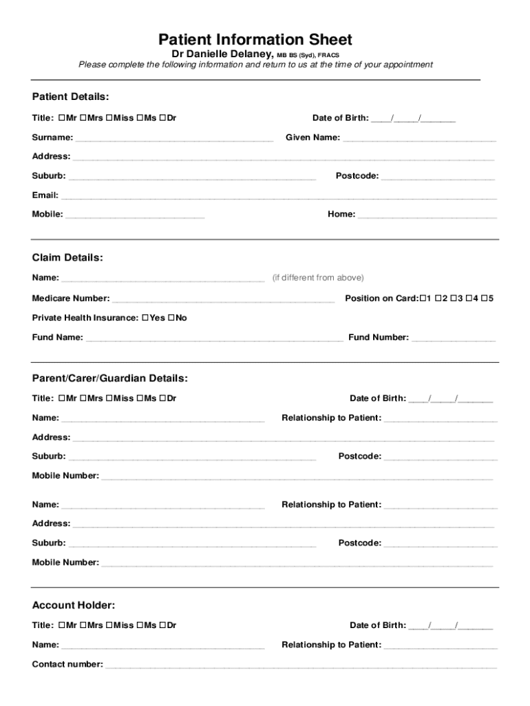 Fillable online dr danielle delaney urologydudley private hospital
