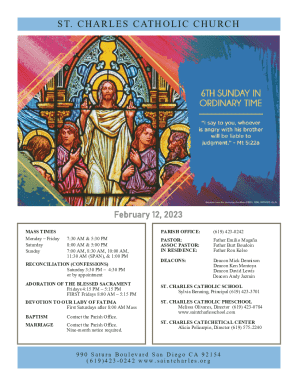 Mass schedule - brooklyn - st. charles borromeo church