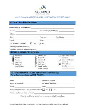 Men's Counselling Referral Form