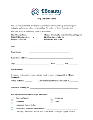 Wig Donation Form