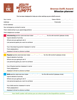 Bronze Dofe Award Bitesize Planner