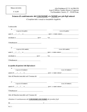 Italian Name Change Request for Minors