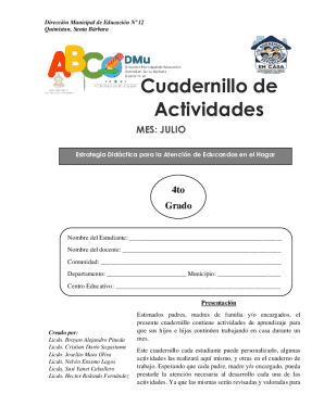 Mes de agosto / bloque no. 4 cuarto grado