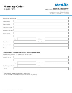 Fillable Online Pharmacy Order Request Fax Email Print - pdfFiller