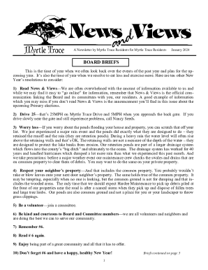 Myrtle Trace Newsletter