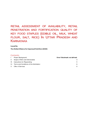Retail Assessment of Availability, Retail Penetration and Fortification Quality of Key Food Staples