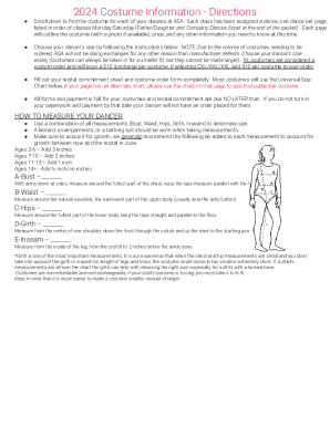 Fillable Online Thursday Costume Sheets 2024 Fax Email Print