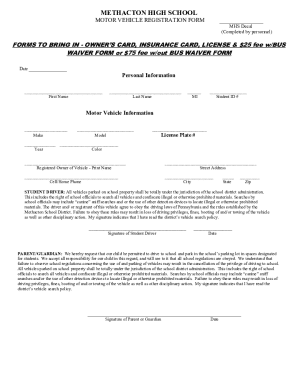 Motor Vehicle Registration Form