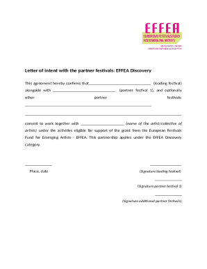 Letter of Intent With Partner Festivals