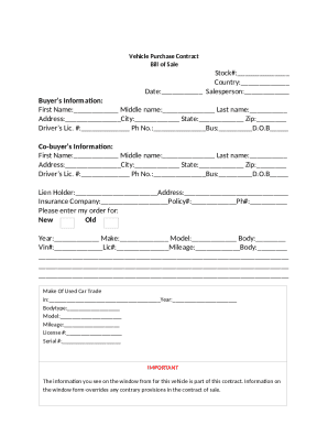 Vehicle Purchase Contract