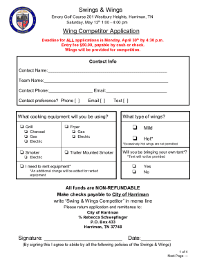 Swings &amp; Wings Wing Competitor ApplicationMildHot*