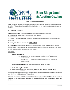 Online Auction Bidders Agreement