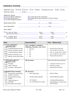 Celebration Checklist