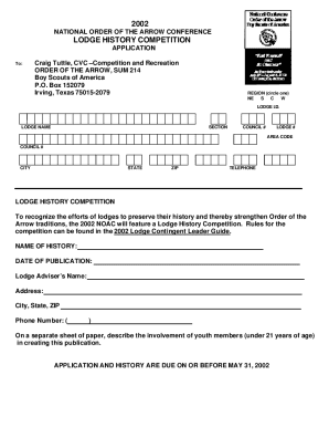 Lodge History Competition Application