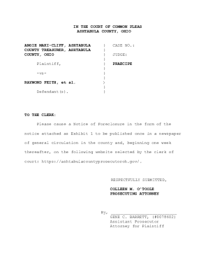 Praecipe for Notice of Foreclosure