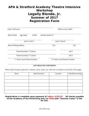 Legally Blonde, Jr. Registration Form
