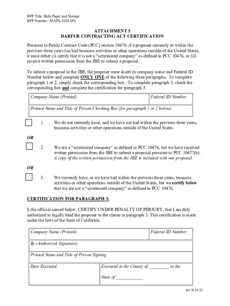 RFP Title: Bulk Paper and Storage Preview on Page 1