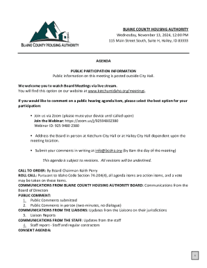 Blaine County Housing Authority Meeting Agenda