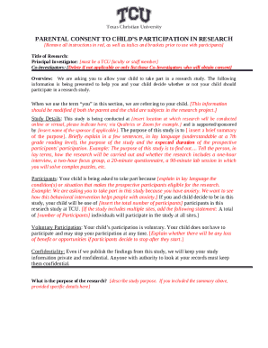 Parental Consent to Child’s Participation in Research