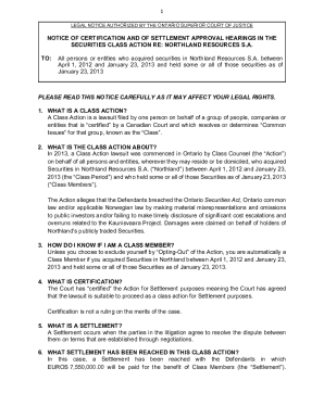 Securities Class Action Notice