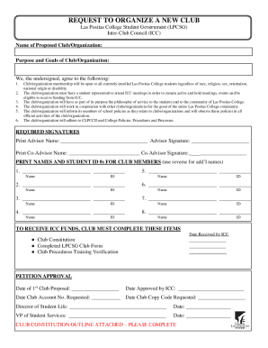 Request to Organize a New Club