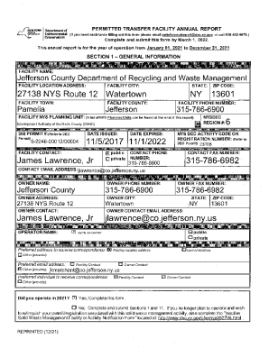 Permitted Transfer Facility Annual Report