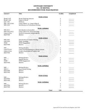 BA in Writing-Curriculum Requirements - Centenary University