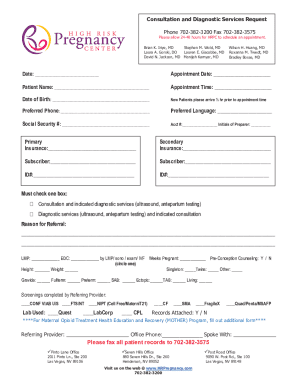 Consultation and Diagnostic Services Request