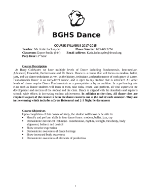 Bghs Dance Course Syllabus 2017-2018