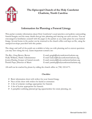 Funeral Liturgy Planning Information