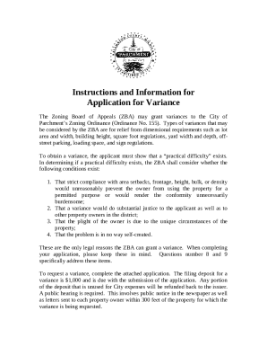 Application for Variance