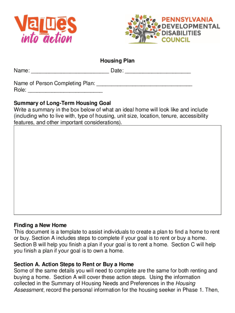 Fillable Online Housing Plan Template Fax Email Print pdfFiller