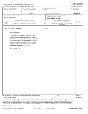Fillable Online Statement of Deficiencies and Plan of Correction Fax ...