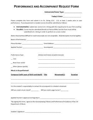 Performance and Accompanist Request Form