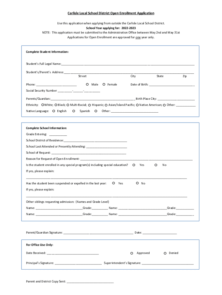 Fillable Online HACC Certificate of Residency Carlisle Area School