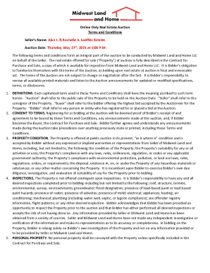 Online Only Real Estate Auction Terms and Conditions
