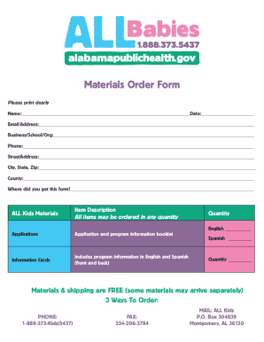 Materials Order Form