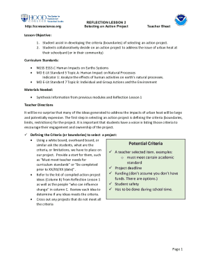 Reflection Lesson 2: Selecting an Action Project