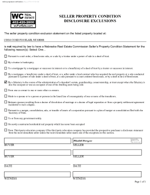 Seller Property Condition Disclosure Exclusions