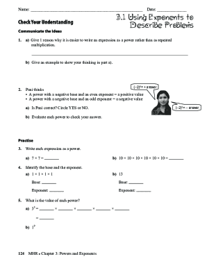 3.1 Using Exponents to Describe Problems