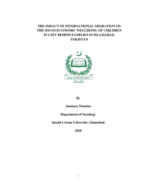 the Impact of International Migration on the Socio-economic Wellbeing of Children in Left Behind Families in Islamabad, Pakistan