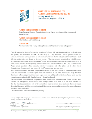 Planning Commission Briefing Meeting Minutes