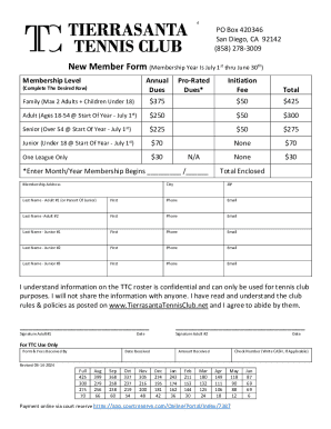 New Member Form and Member Renewal Form