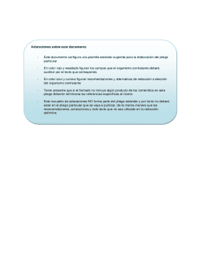 Este documento configura una plantilla estndar sugerida para la elaboracin del pliego
